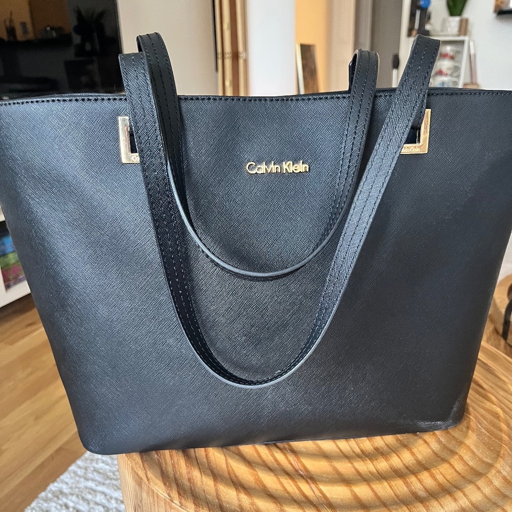 Calvin Klein Stuctured Tote Bag w/ Gold Accents
